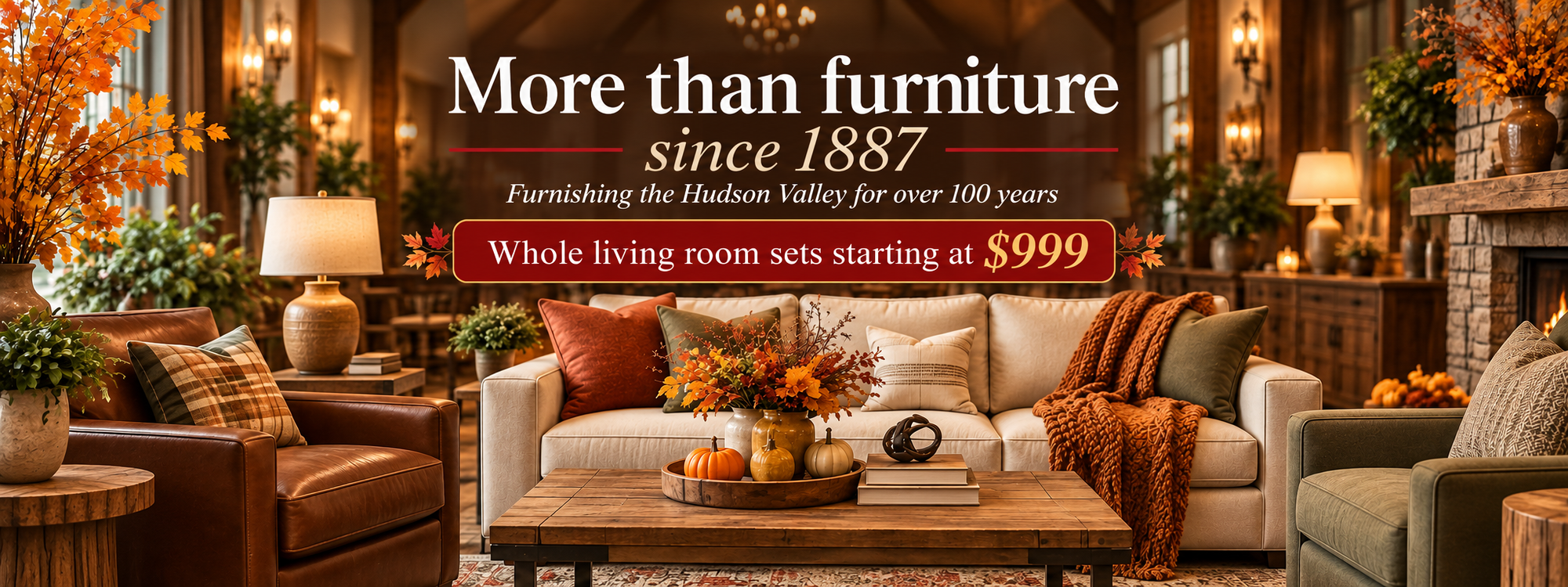 More than furniture since 1887. Furnishing the Hudson Valley for over 100 years. Whole living room sets starting at $999 at Shapiro's.
