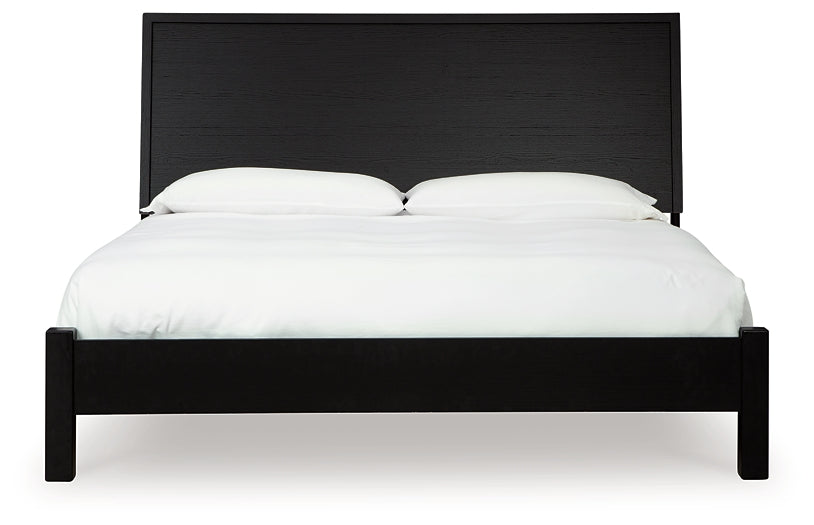 Danziar Queen Panel Bed with Mirrored Dresser and Chest