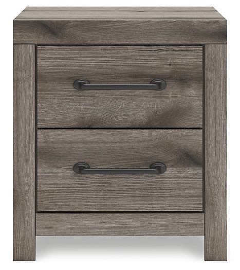 Graystorm King Panel Bed with Mirrored Dresser and Nightstand