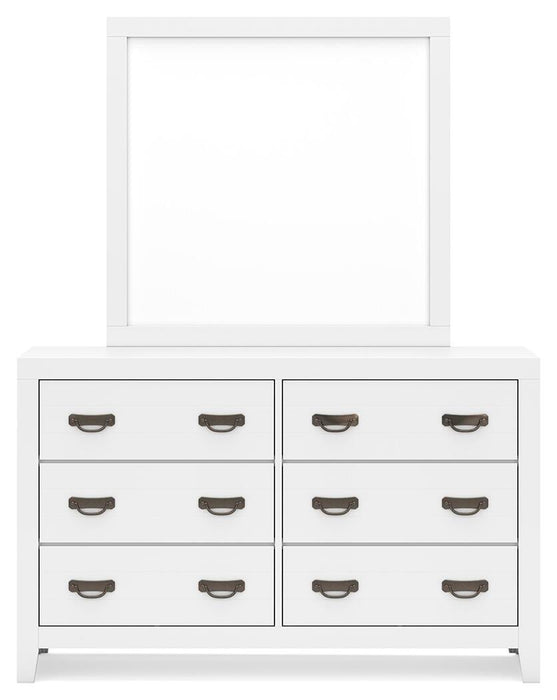 Binterglen Twin Panel Bed with Mirrored Dresser