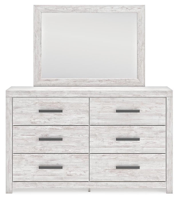 Cayboni Full Panel Bed with Mirrored Dresser