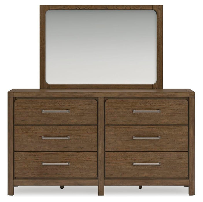 Cabalynn Queen Panel Bed with Storage with Mirrored Dresser, Chest and Nightstand