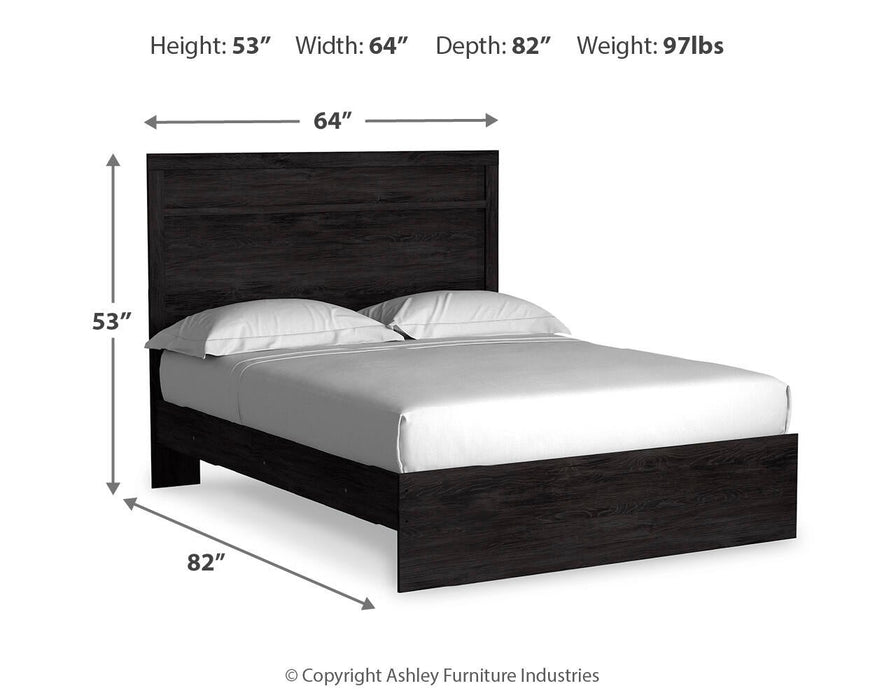 Belachime Queen Panel Bed with Mirrored Dresser