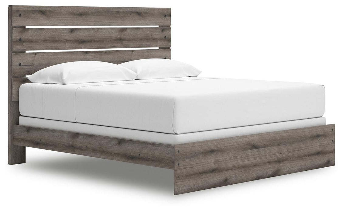 Graystorm King Panel Bed, Dresser, Mirror, Chest and Nightstand
