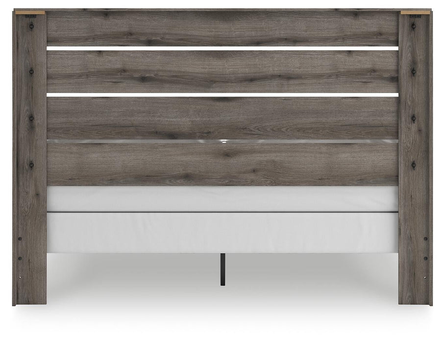 Graystorm King Panel Bed, Dresser, Mirror, Chest and Nightstand