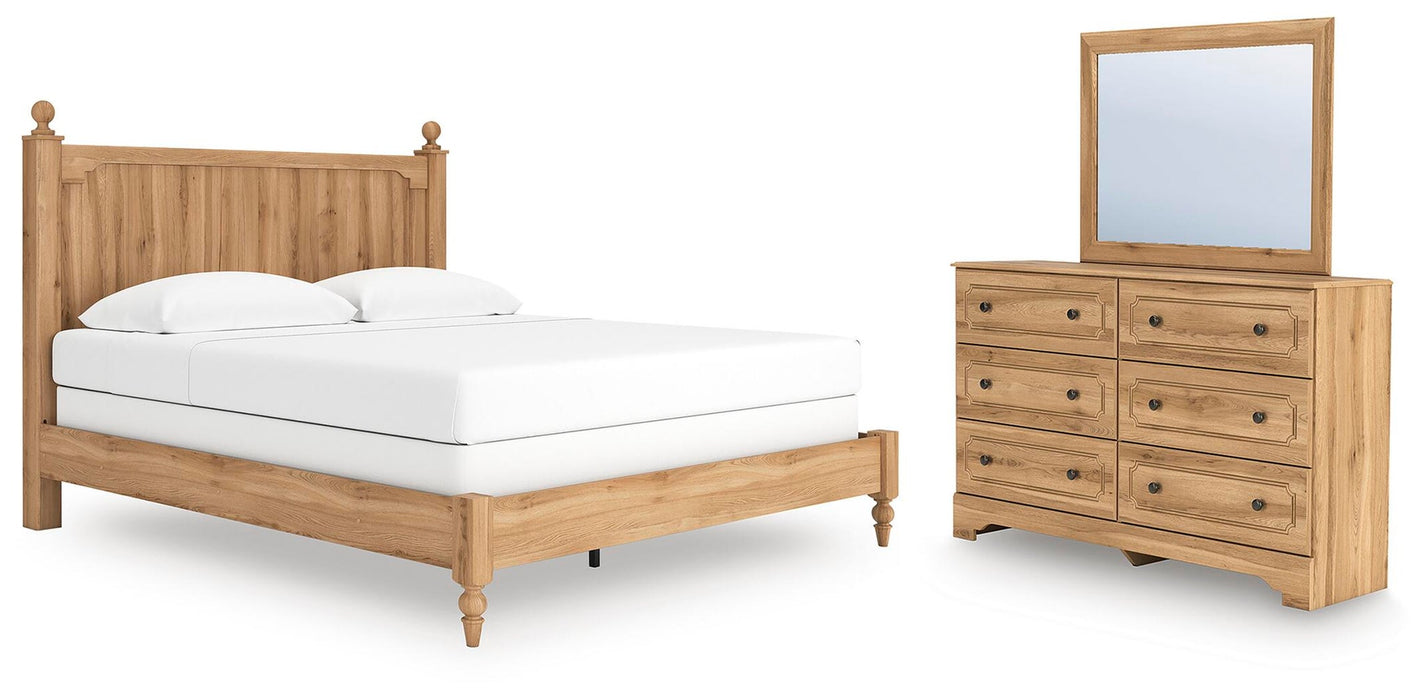 Aleaport King Panel Bed with Mirrored Dresser