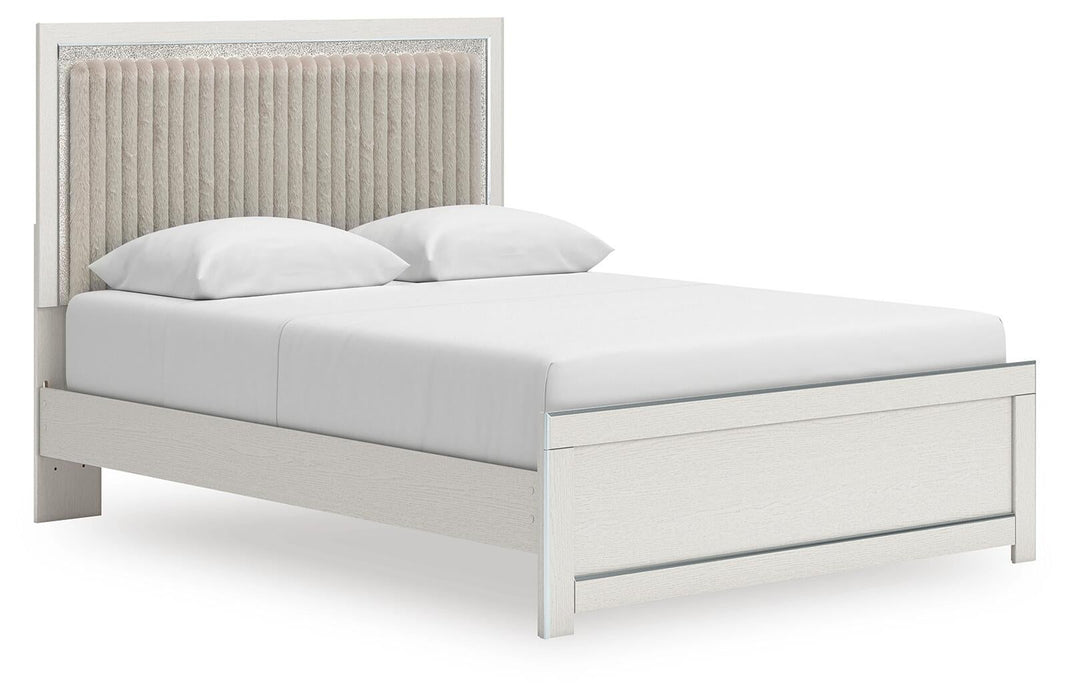 Zuraleus Queen Upholstered Panel Platform Bed, Dresser, Mirror, Chest and Nightstand