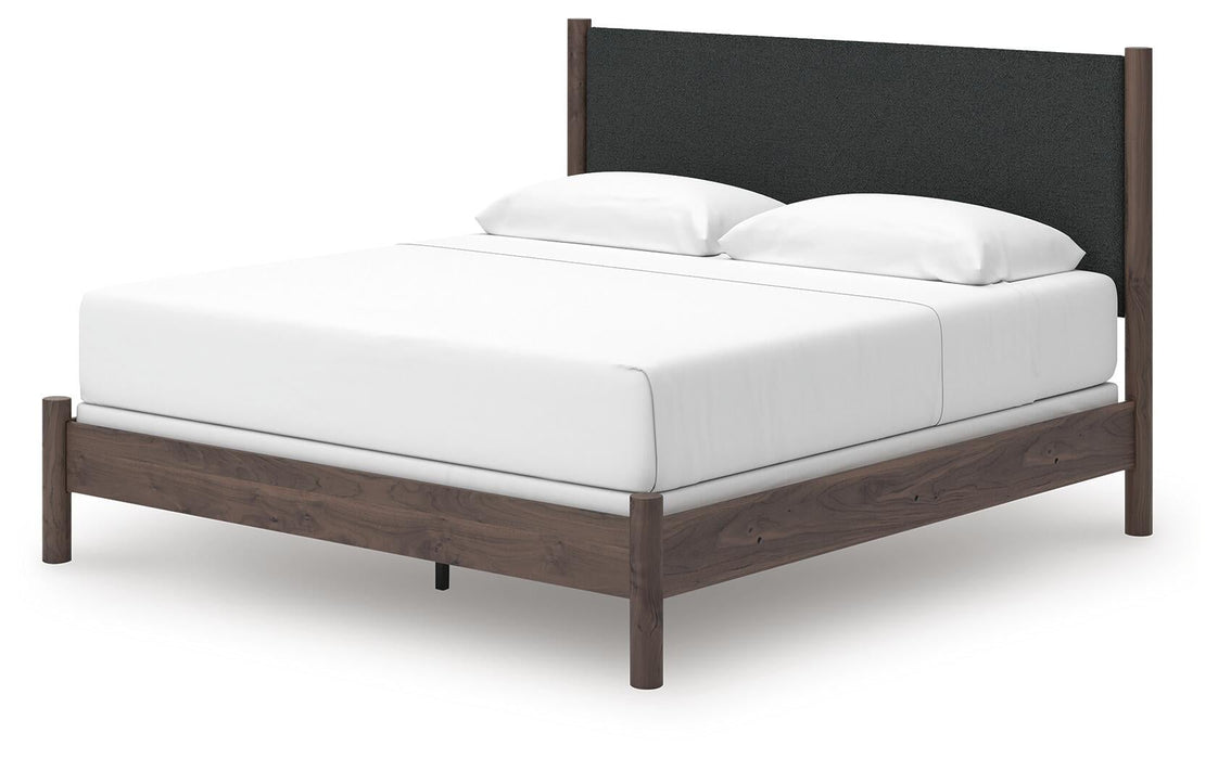 Pamytta King Upholstered Panel Bed, Dresser, Mirror, Chest and Nightstand
