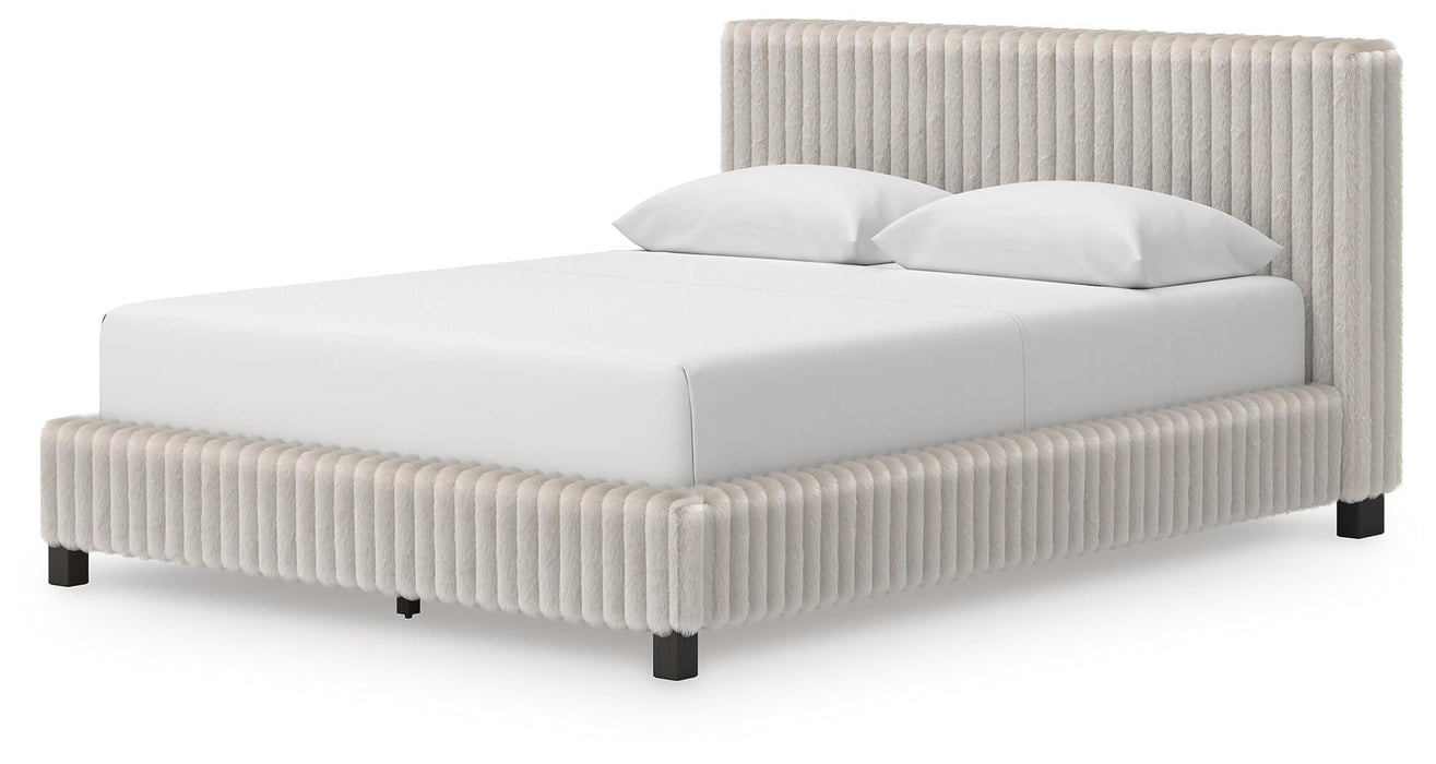 Zuraleus Queen Upholstered Bed, Dresser, Mirror and Nightstand