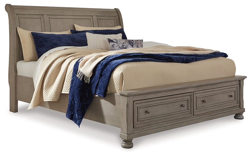 Lettner California King Sleigh Bed with Mirrored Dresser, Chest and Nightstand